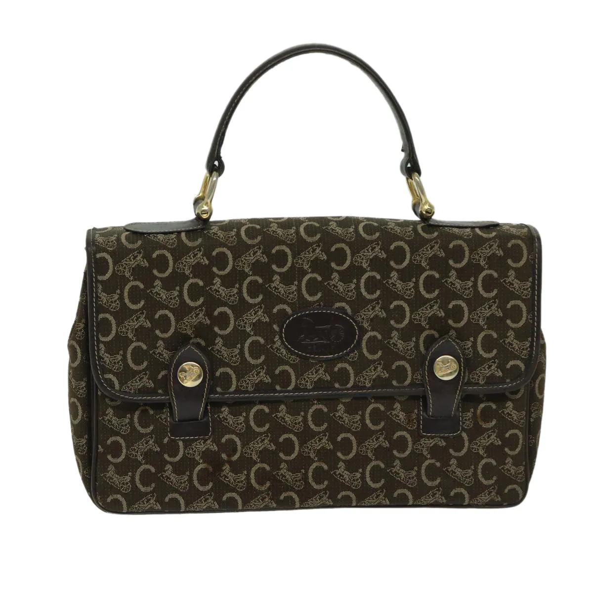 CELINE C Macadam Canvas Hand Bag Brown Auth bs12634