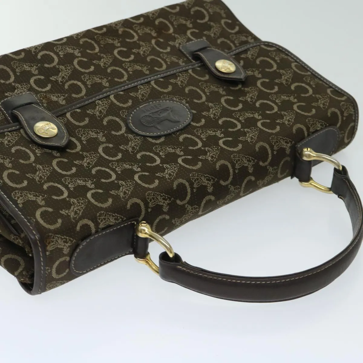 CELINE C Macadam Canvas Hand Bag Brown Auth bs12634