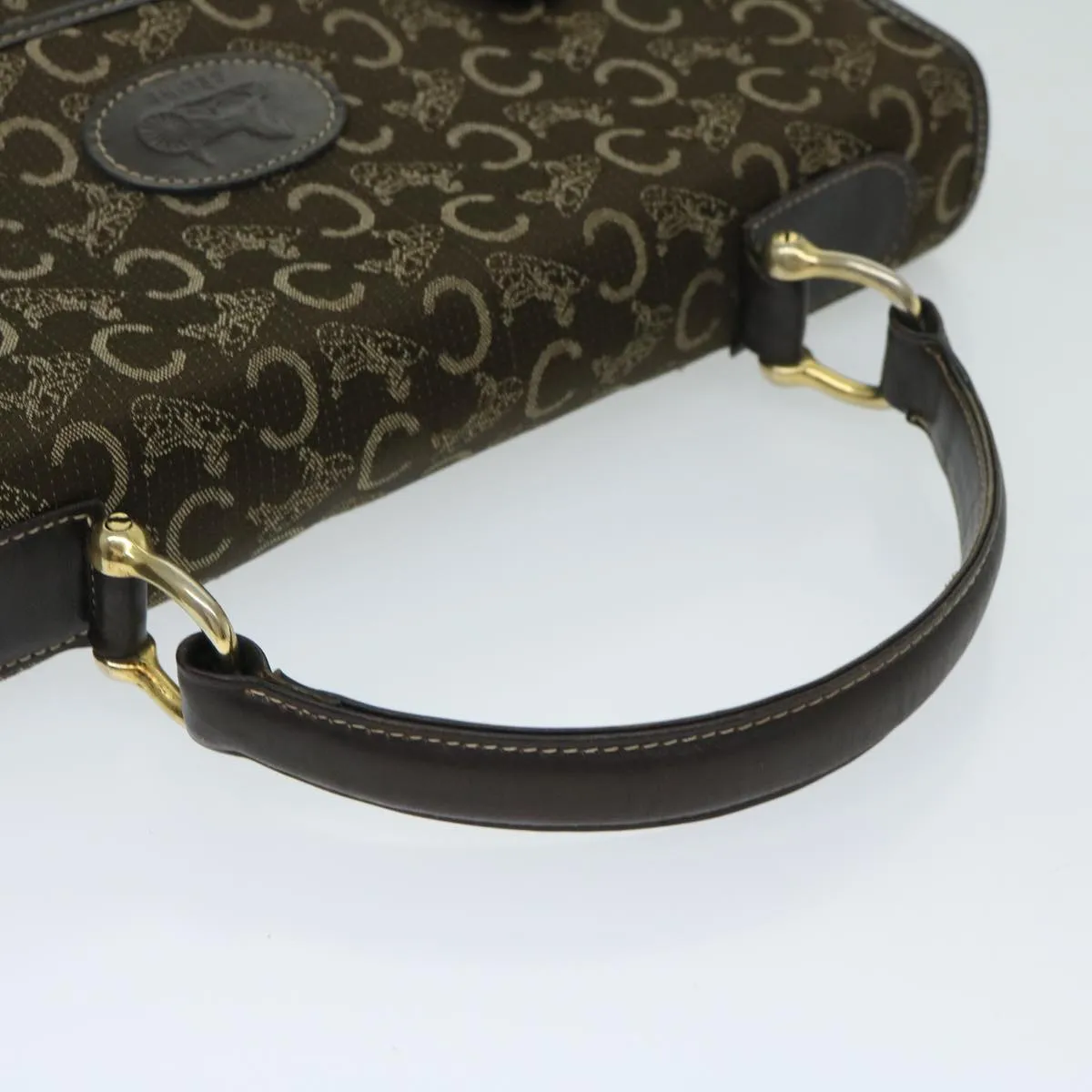 CELINE C Macadam Canvas Hand Bag Brown Auth bs12634