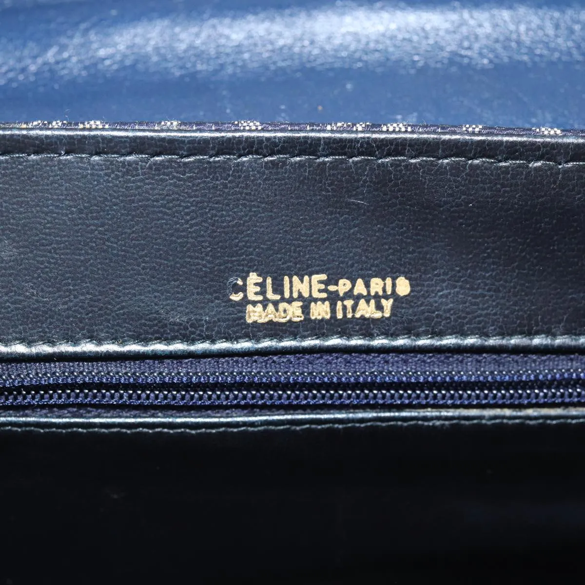 CELINE C Macadam Canvas Hand Bag Navy Auth 74584