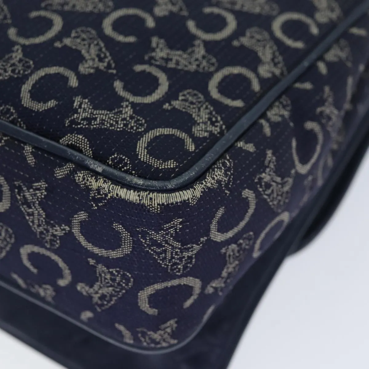 CELINE C Macadam Canvas Hand Bag Navy Auth 74584