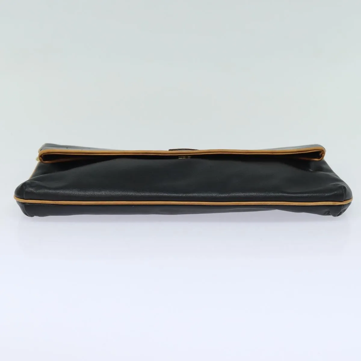 CELINE Clutch Bag Leather Black Auth fm3562