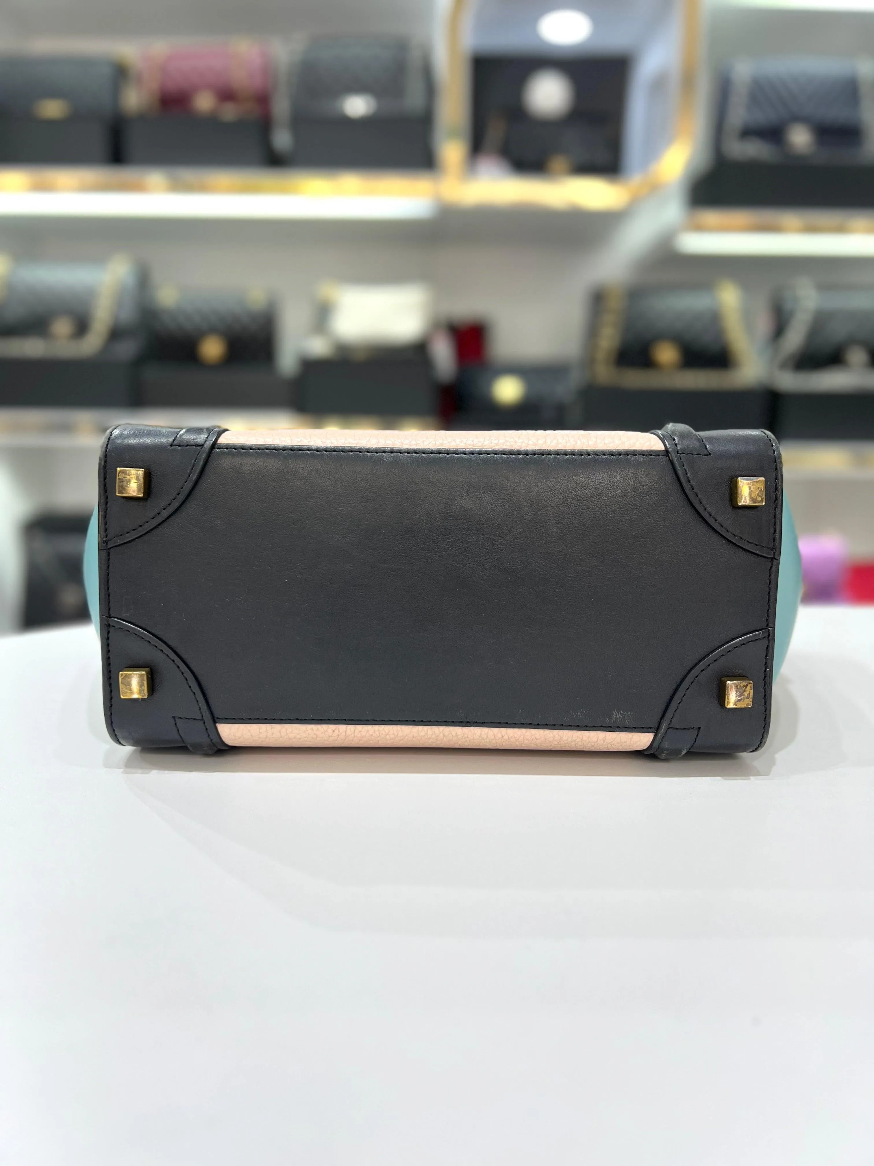 CELINE Drummed Micro Tri-Color Hand Bag For Women