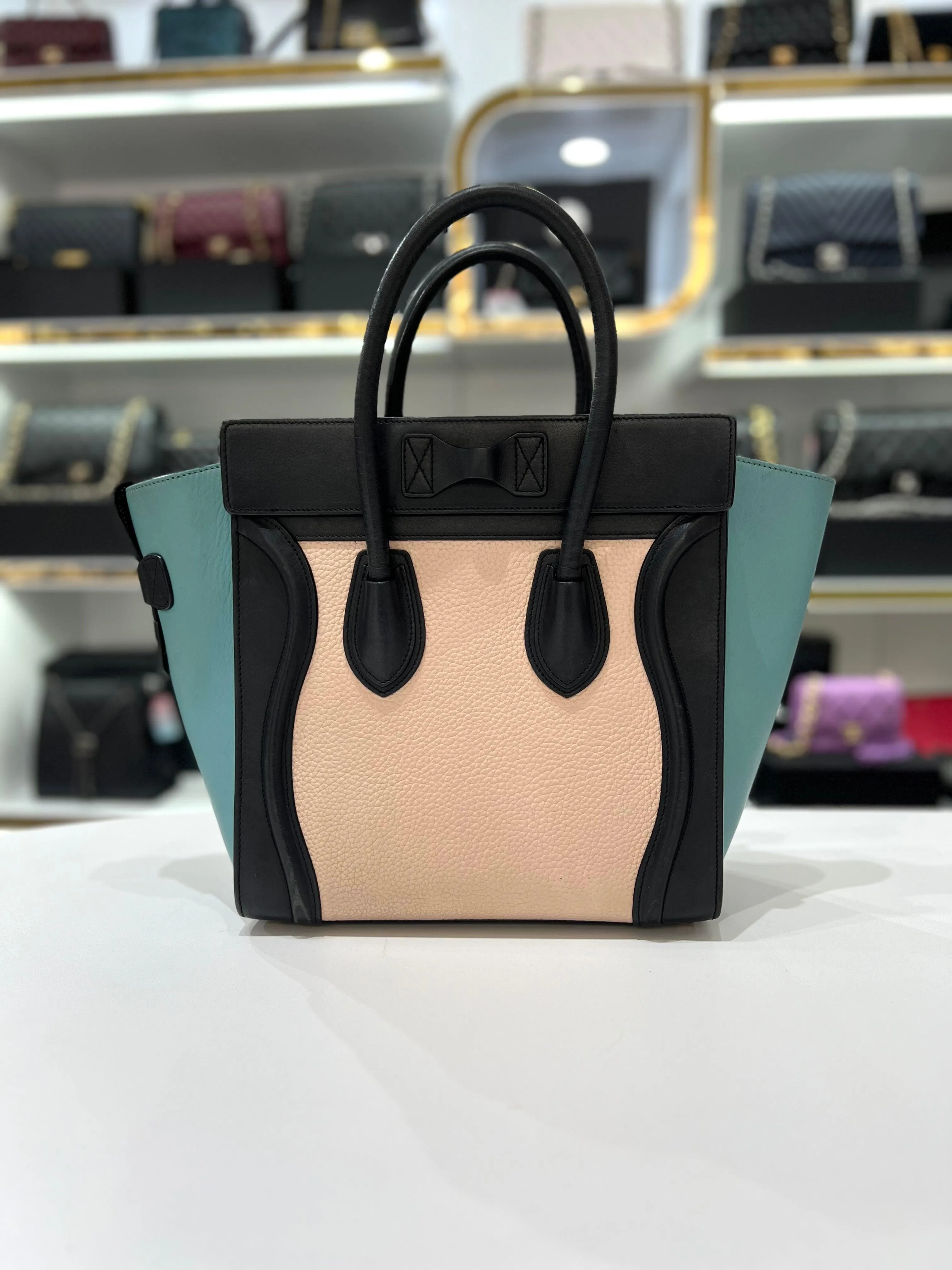 CELINE Drummed Micro Tri-Color Hand Bag For Women