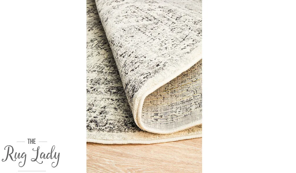 Celine Grey Faded Distressed Diamond Round Rug
