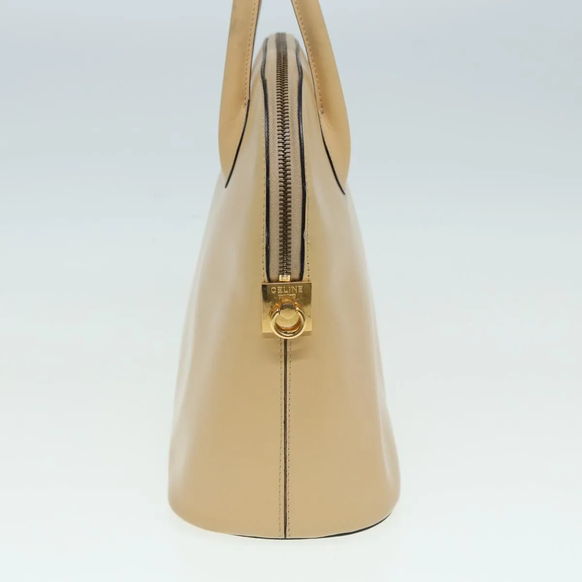 CELINE Hand Bag Leather 2way Beige Auth ar12229