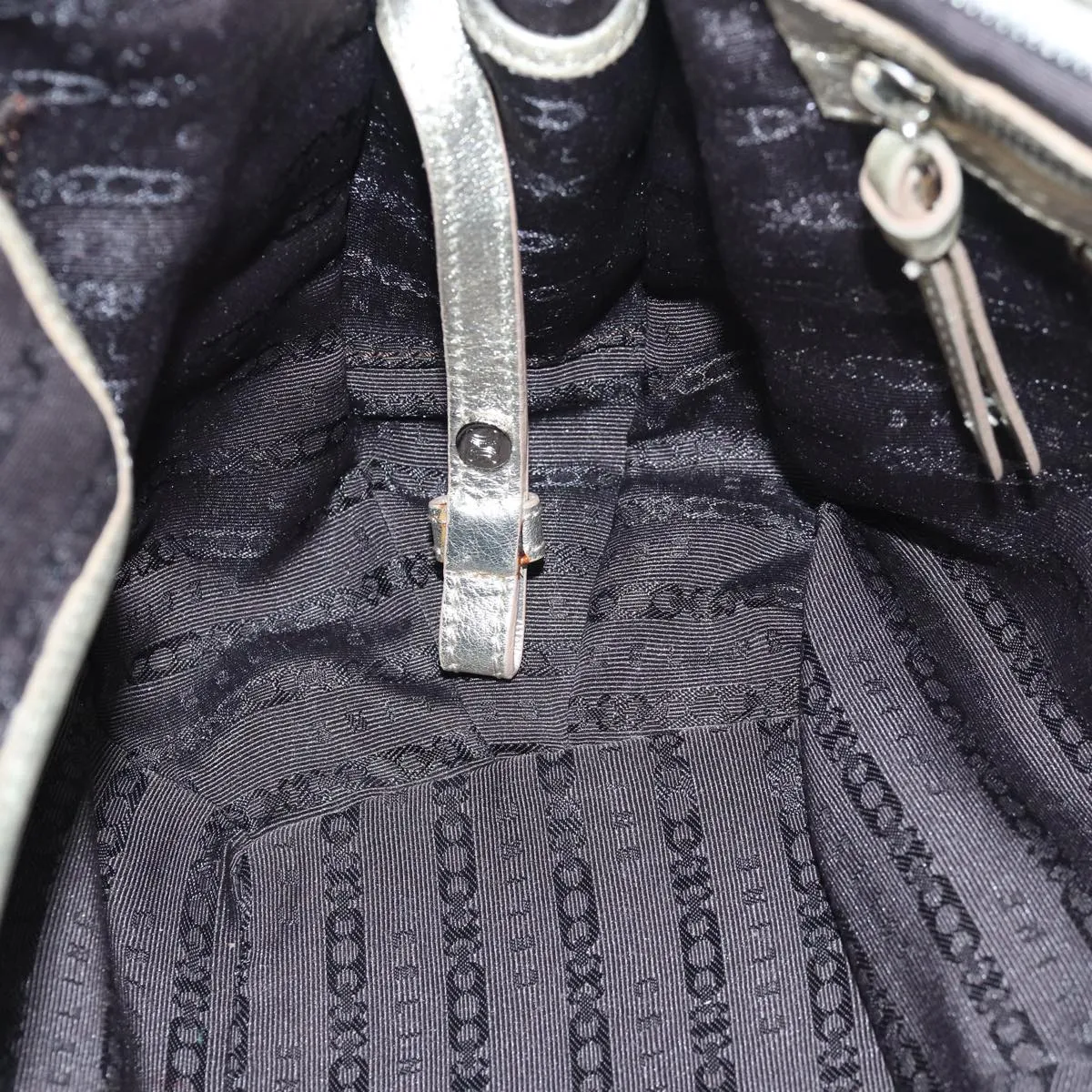 CELINE Hand Bag Leather Gold Auth 82103