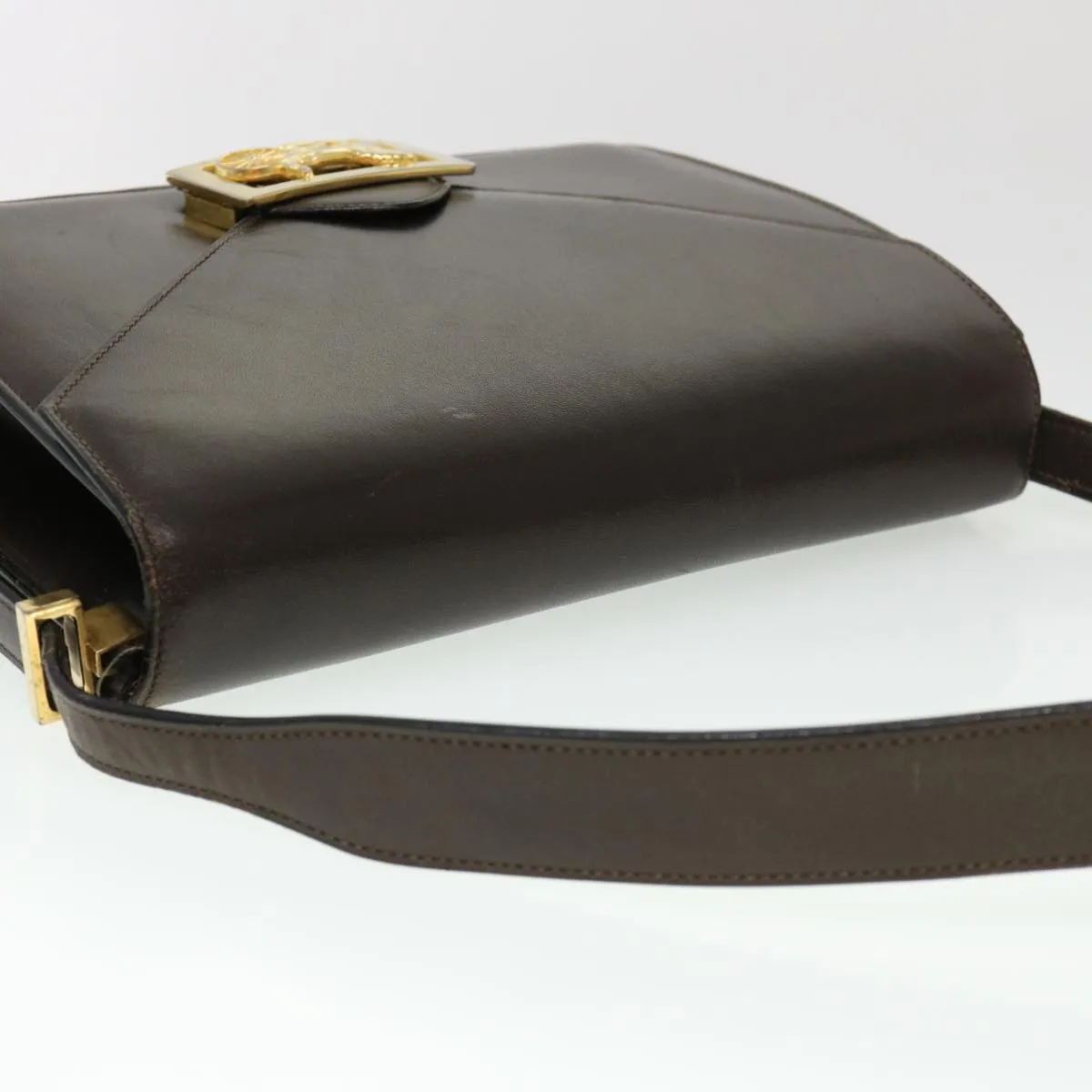 CELINE Horse Carriage Shoulder Bag Leather Brown Auth rd4366