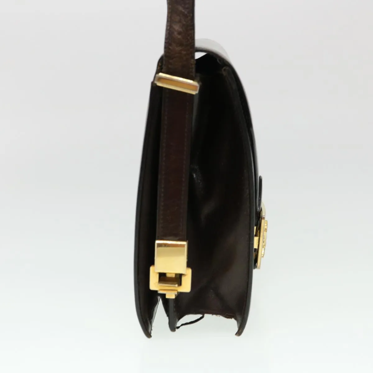 CELINE Horse Carriage Shoulder Bag Leather Brown Auth rd4366