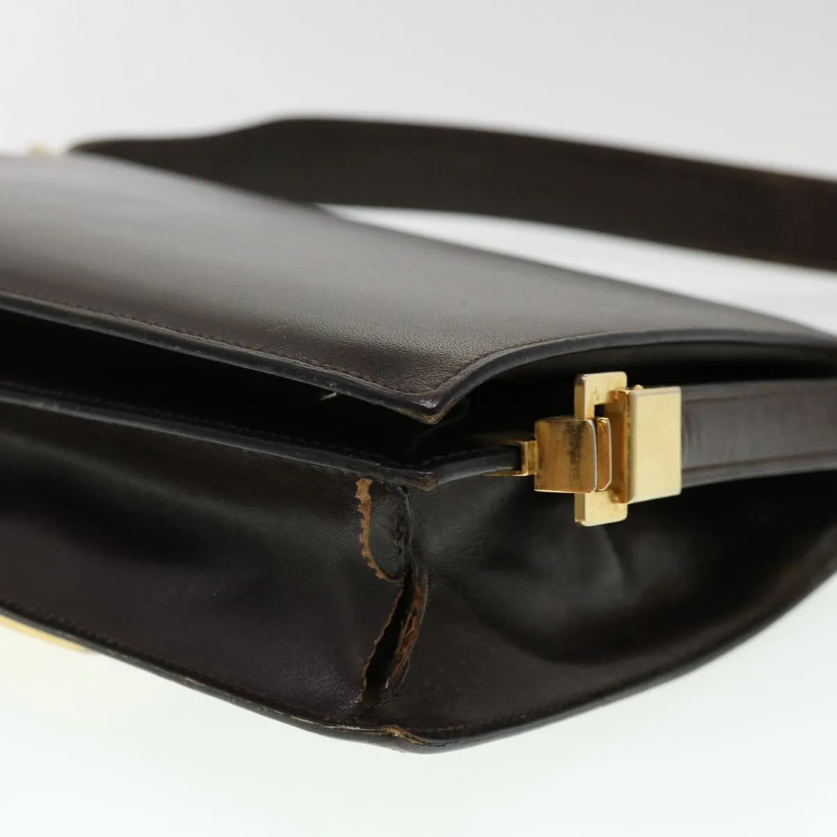 CELINE Horse Carriage Shoulder Bag Leather Brown Auth rd4366