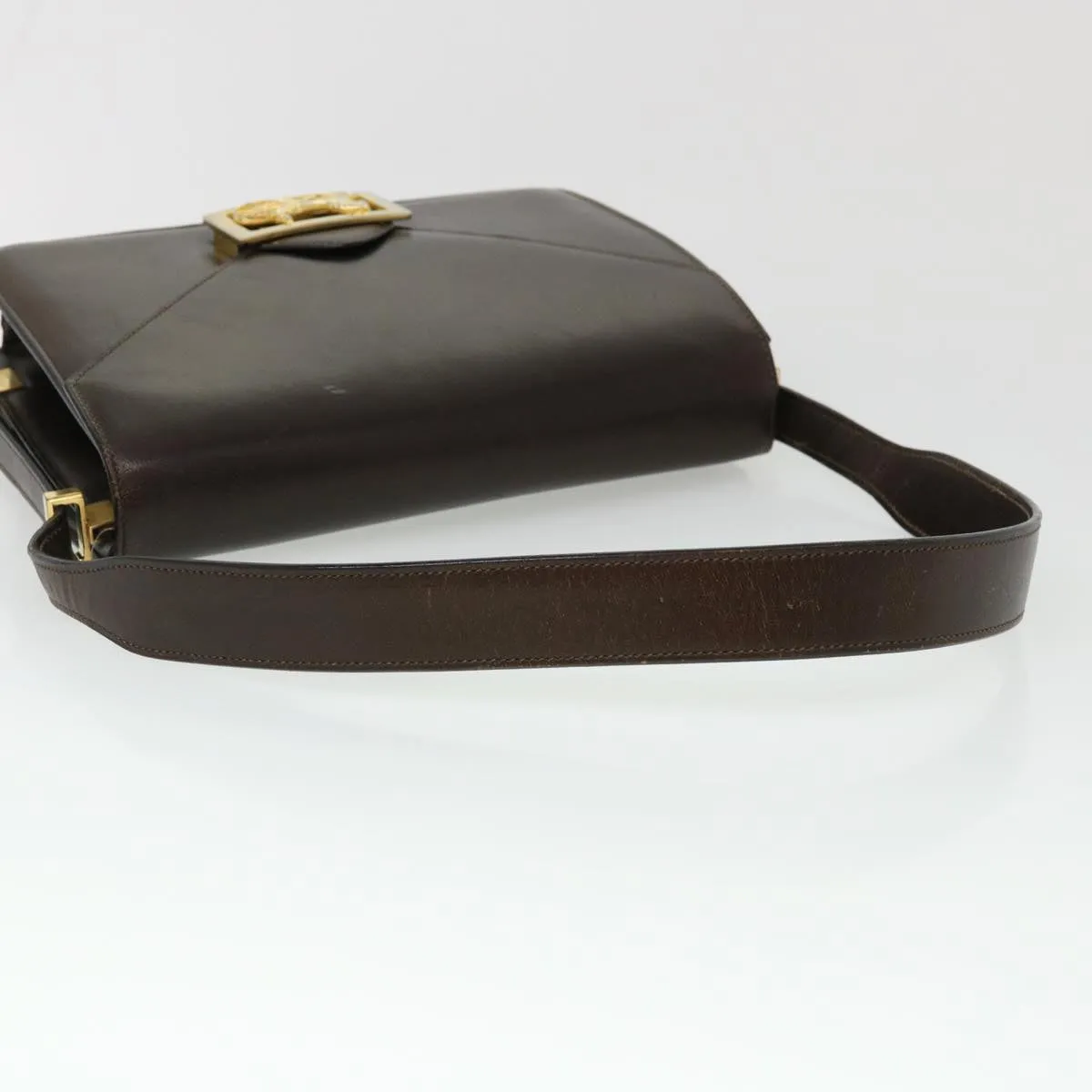CELINE Horse Carriage Shoulder Bag Leather Brown Auth rd4366
