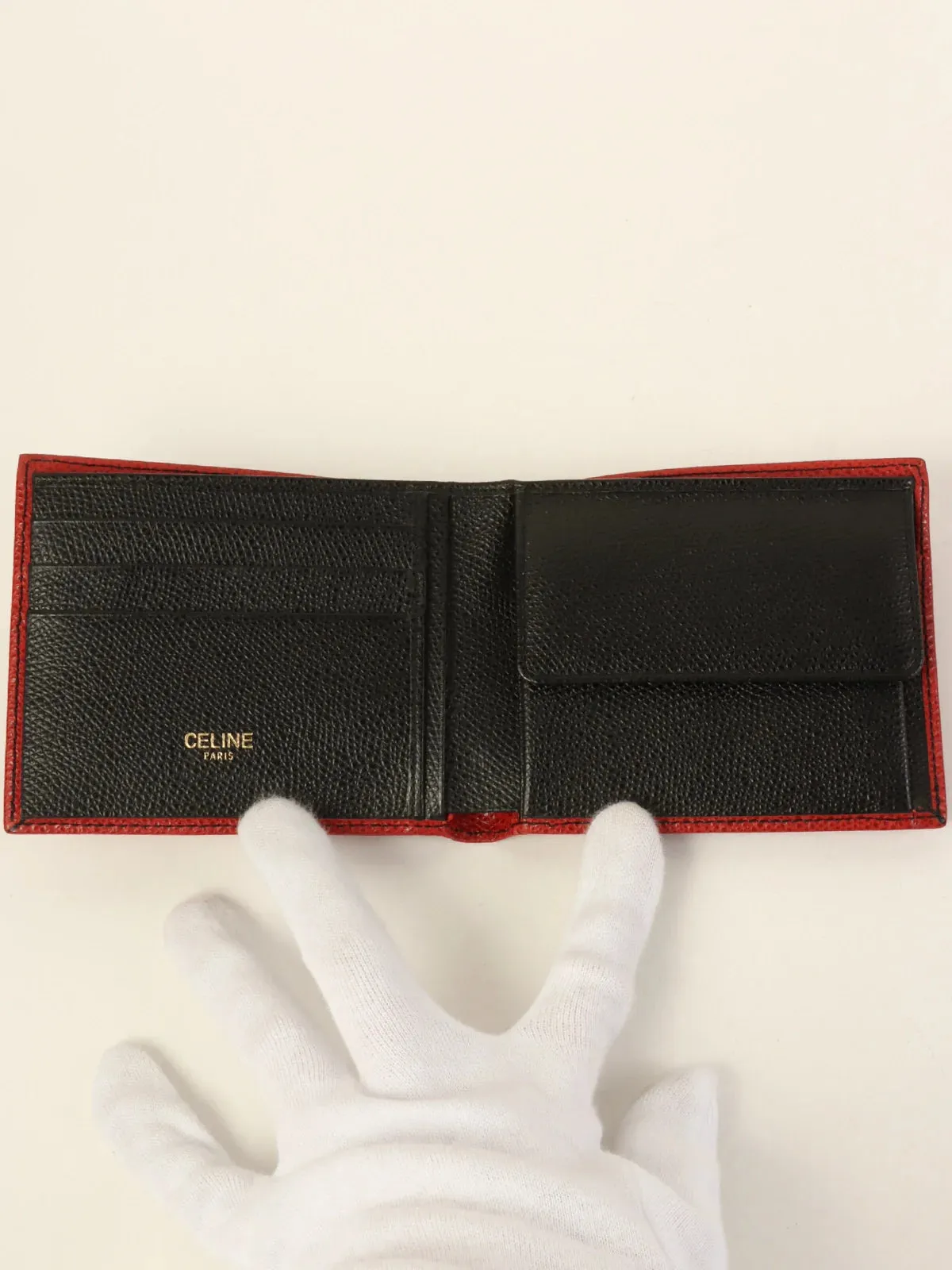 CELINE Logo Embossed Wallet Red