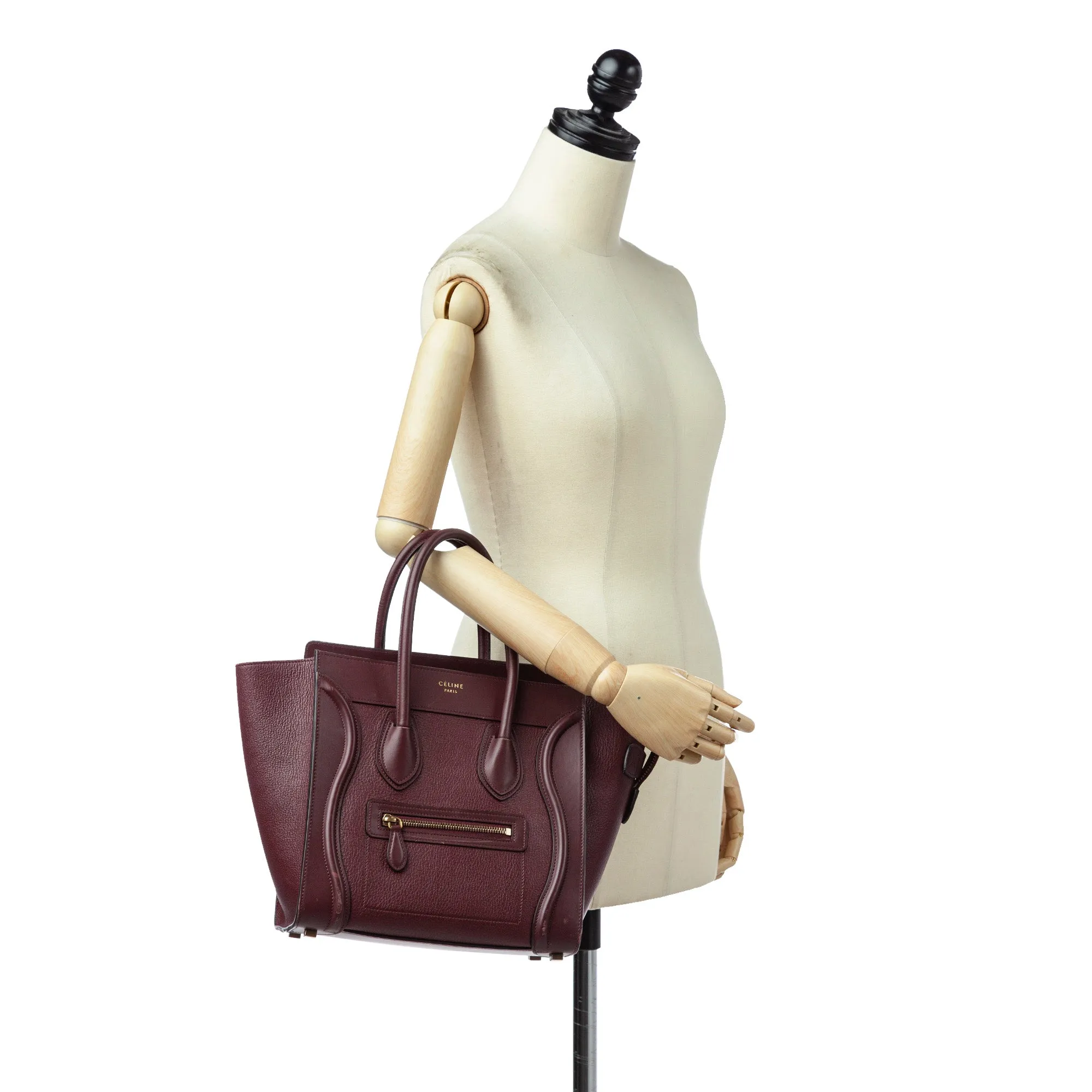 Celine Luggage Leather Tote Bag Purple