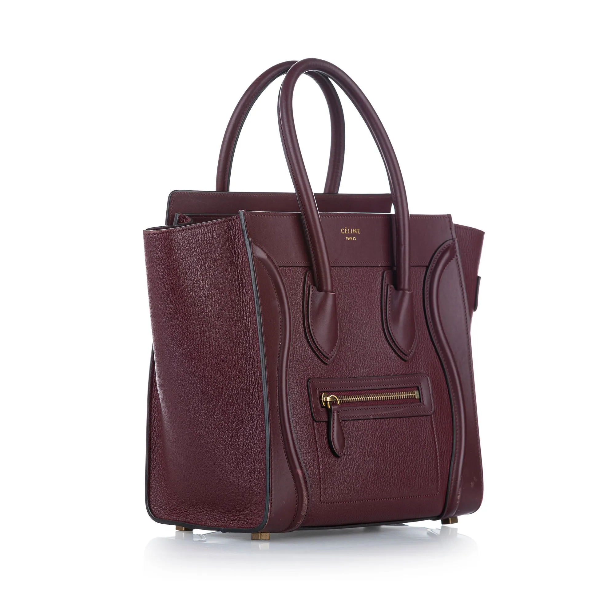 Celine Luggage Leather Tote Bag Purple
