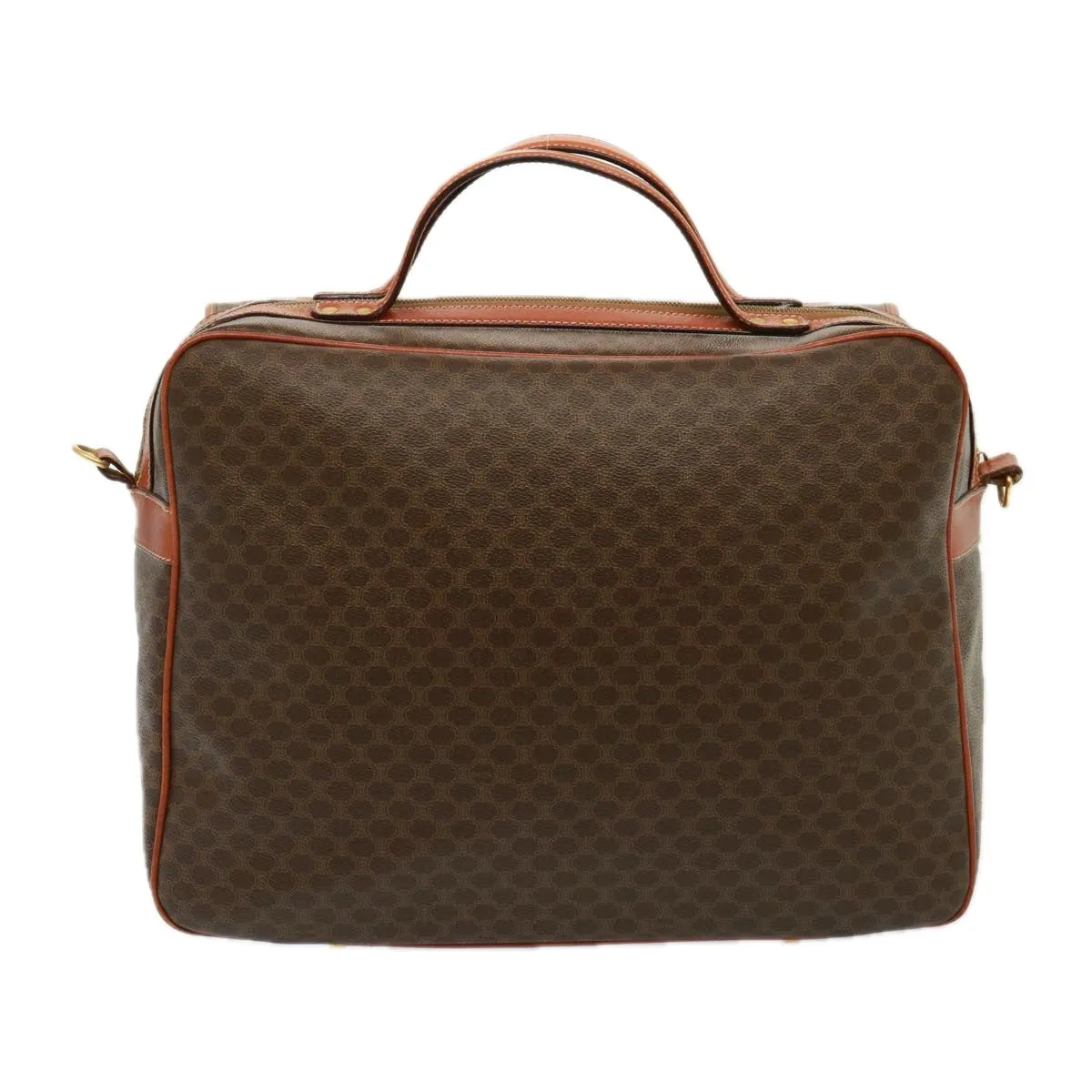 CELINE Macadam Canvas Boston Bag PVC 2way Brown Auth 73841