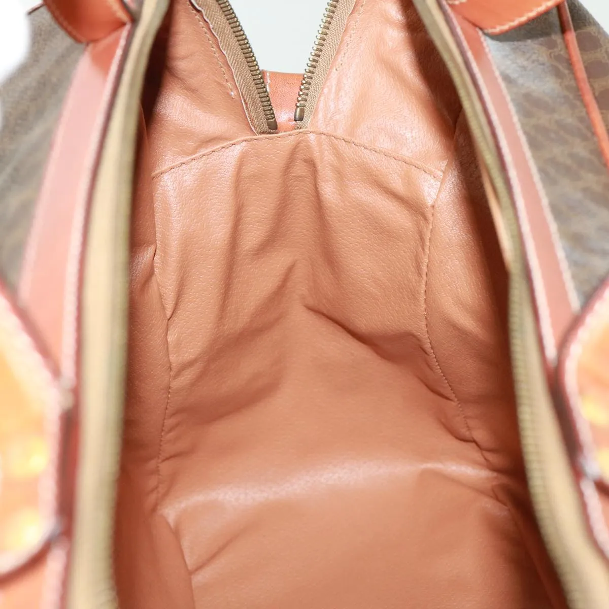 CELINE Macadam Canvas Boston Bag PVC 2way Brown Auth 73841