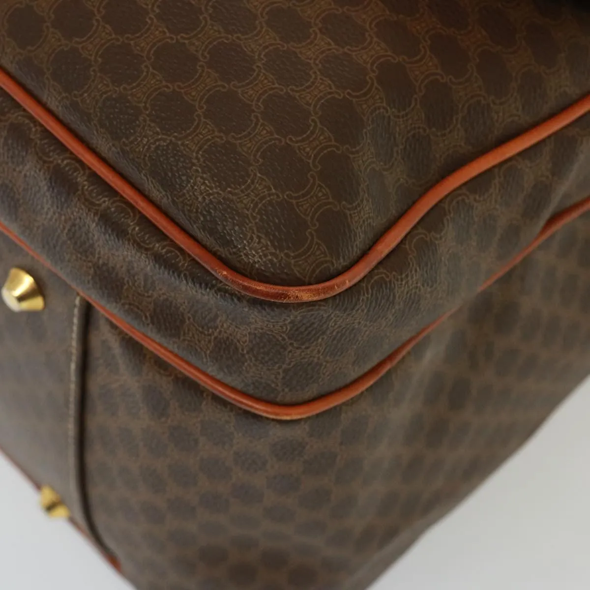 CELINE Macadam Canvas Boston Bag PVC 2way Brown Auth 73841