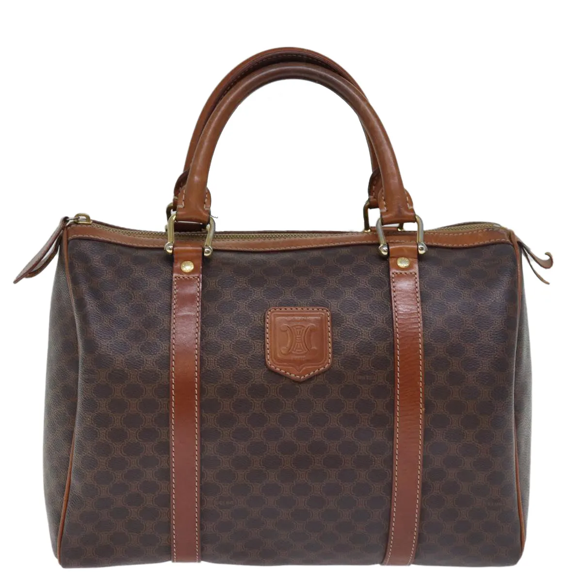CELINE Macadam Canvas Boston Bag PVC Brown Auth 74193