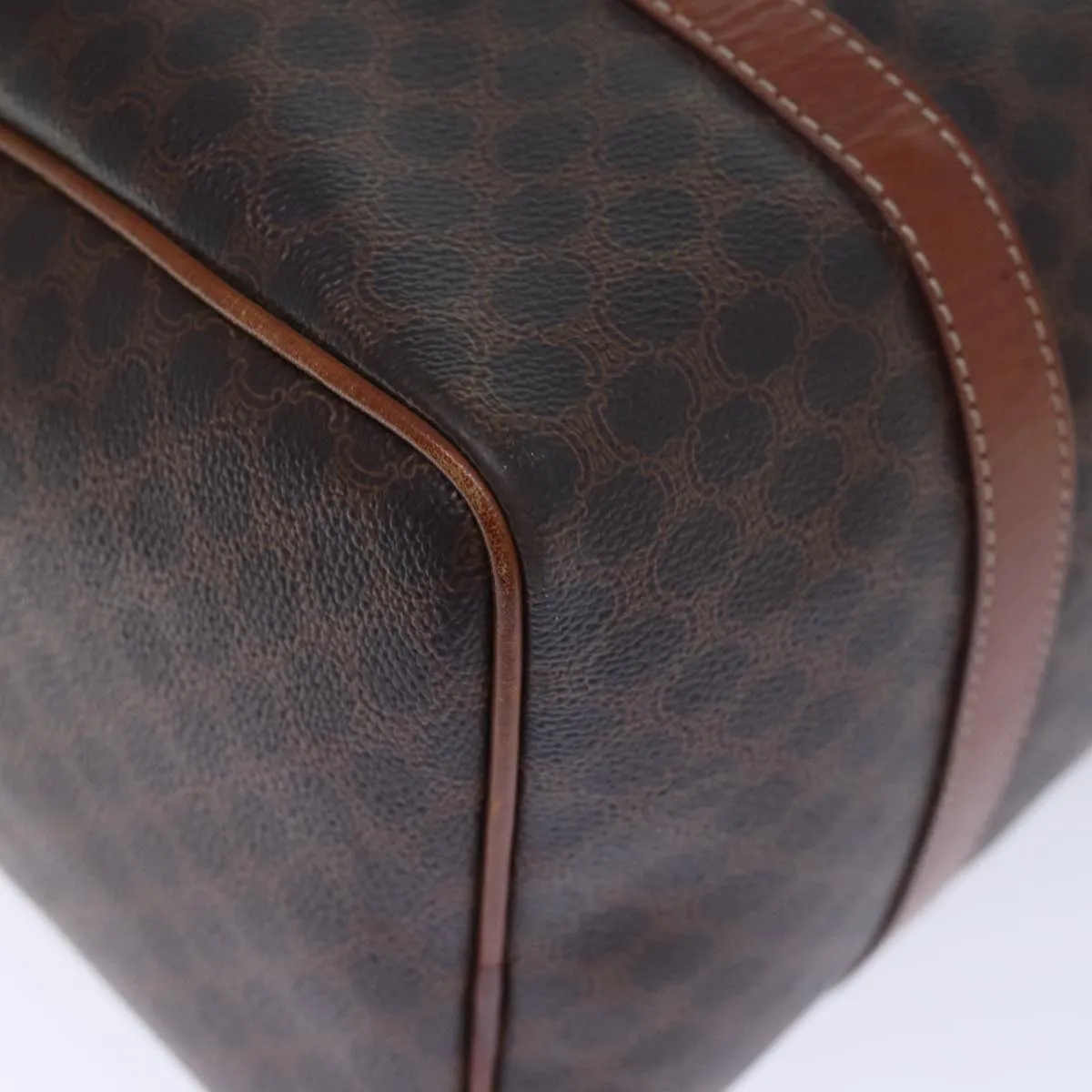 CELINE Macadam Canvas Boston Bag PVC Brown Auth 74193