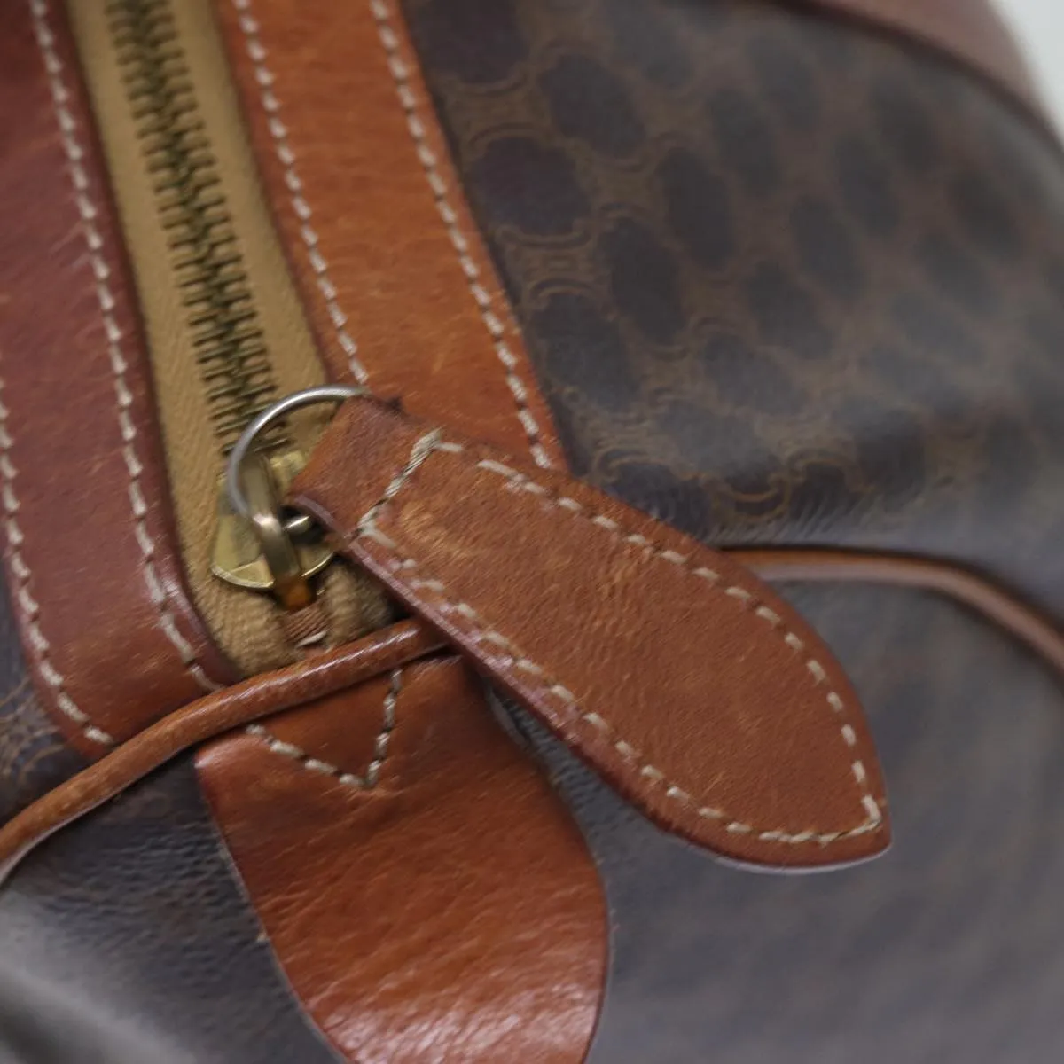 CELINE Macadam Canvas Boston Bag PVC Brown Auth 74193