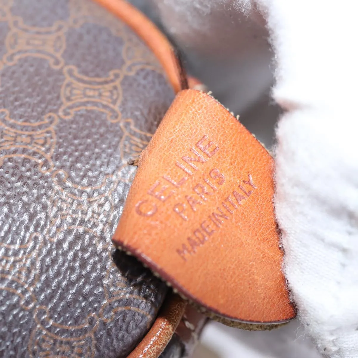CELINE Macadam Canvas Boston Bag PVC Brown Auth 74193