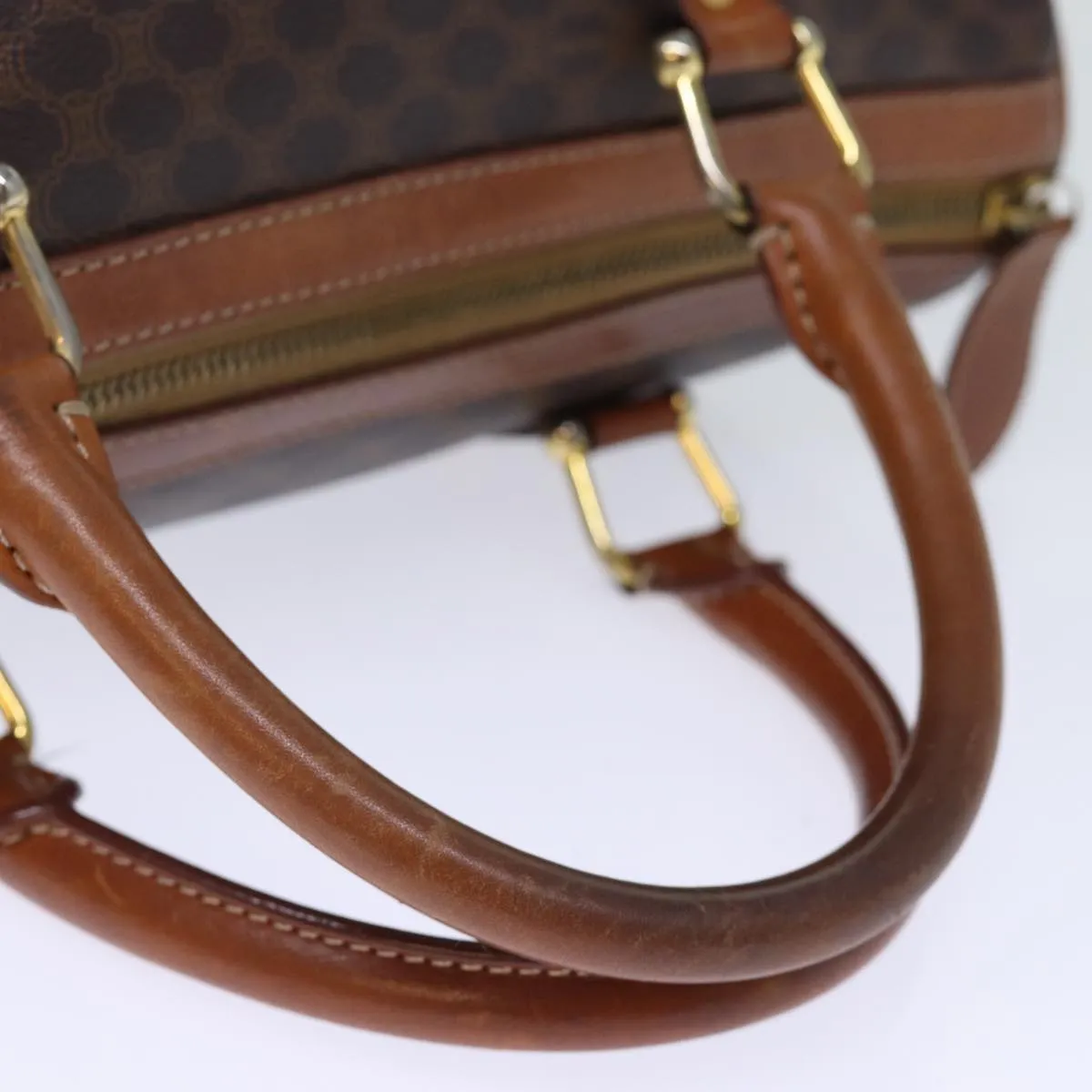 CELINE Macadam Canvas Boston Bag PVC Brown Auth 74193