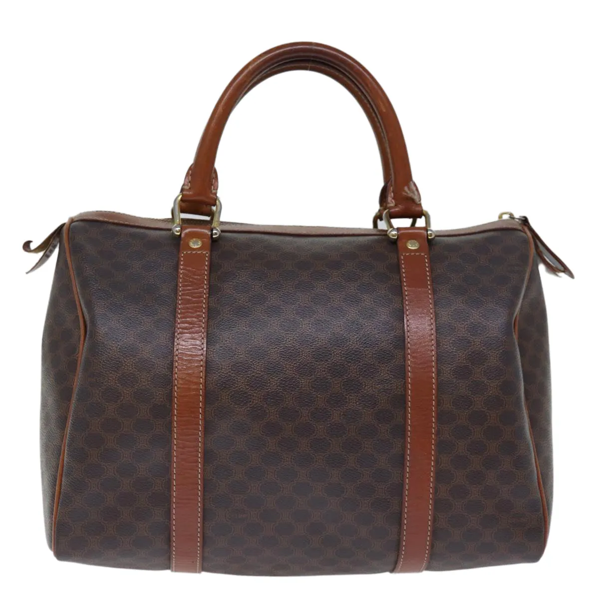 CELINE Macadam Canvas Boston Bag PVC Brown Auth 74193