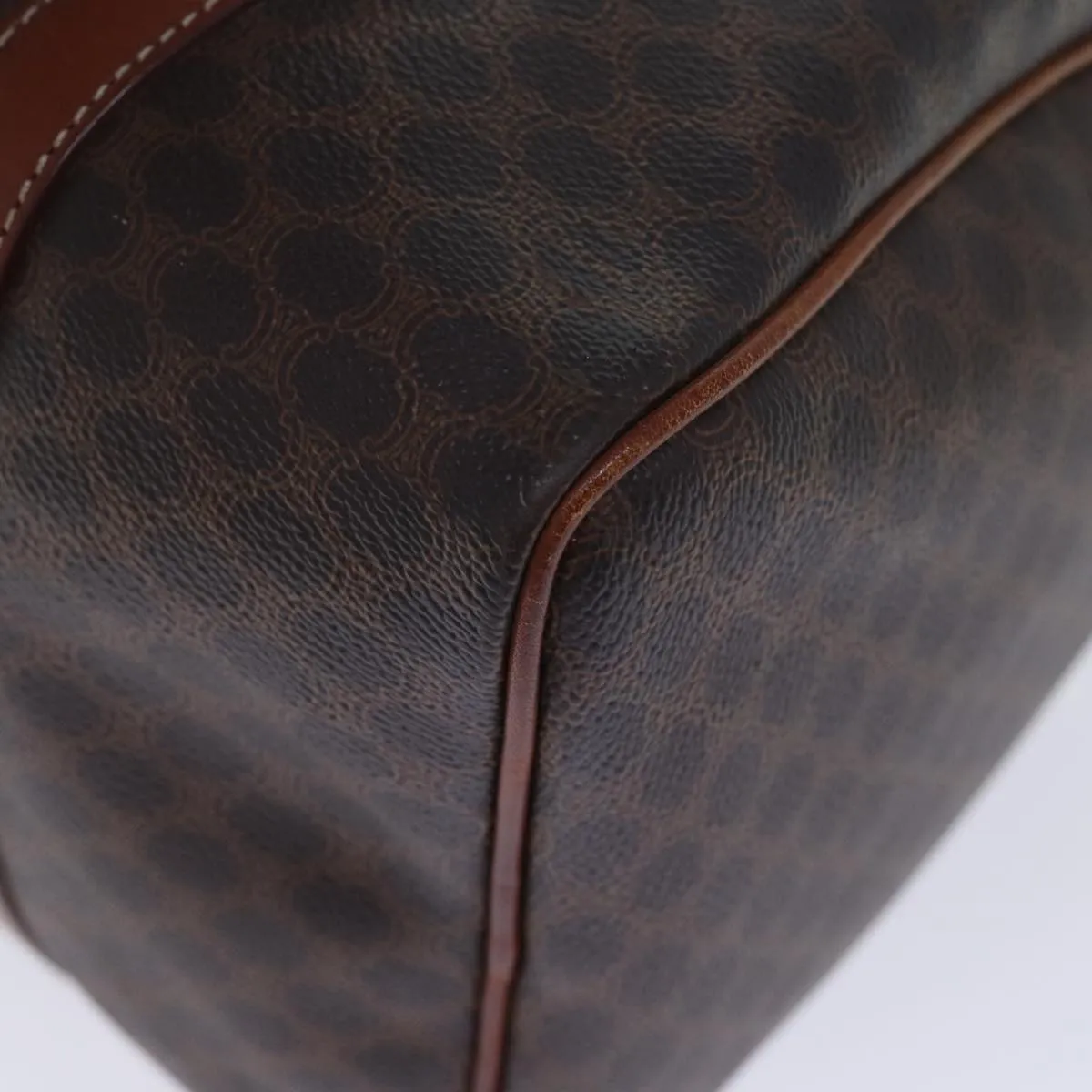 CELINE Macadam Canvas Boston Bag PVC Brown Auth 74193
