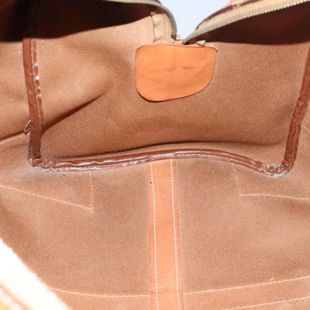 CELINE Macadam Canvas Boston Bag PVC Leather Brown Auth bs15633