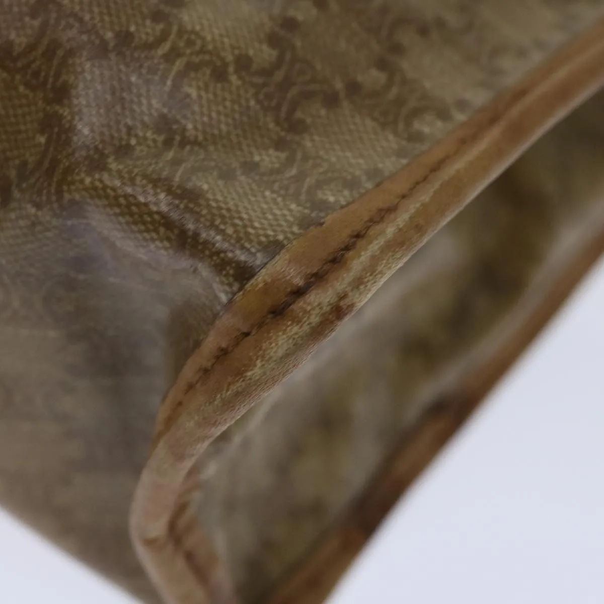 CELINE Macadam Canvas Clutch Bag Beige Auth bs13249