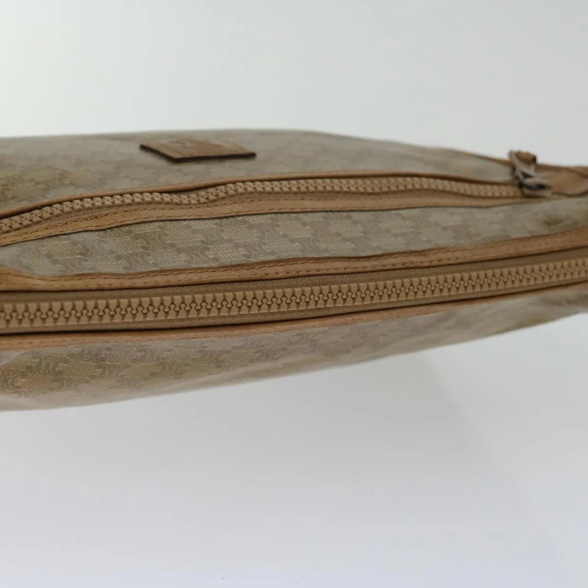 CELINE Macadam Canvas Clutch Bag Beige Auth bs13249