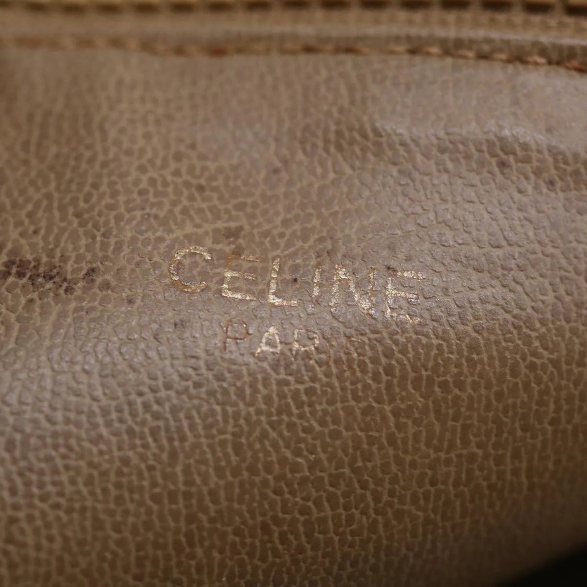 CELINE Macadam Canvas Clutch Bag Beige Auth bs13249