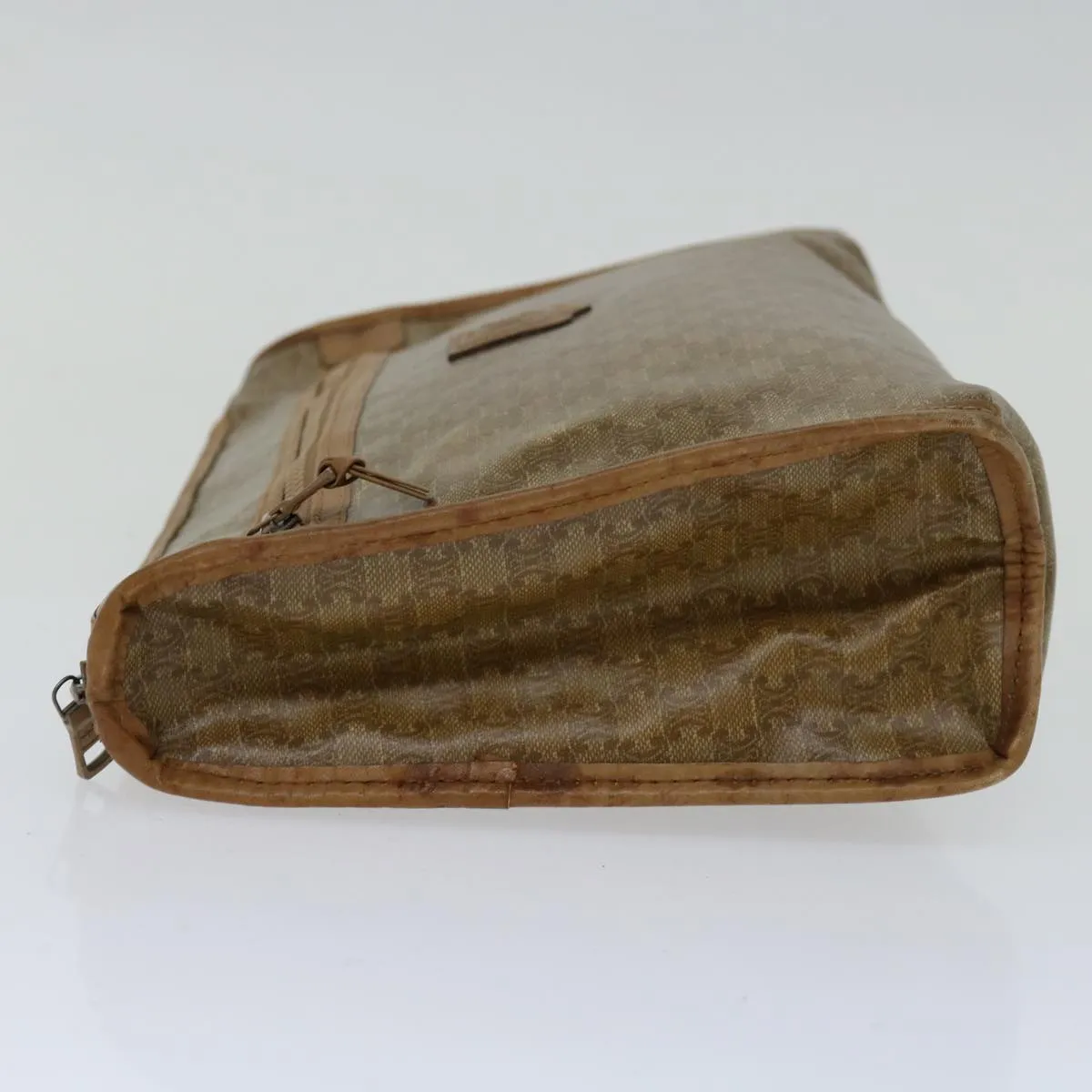 CELINE Macadam Canvas Clutch Bag Beige Auth bs13249
