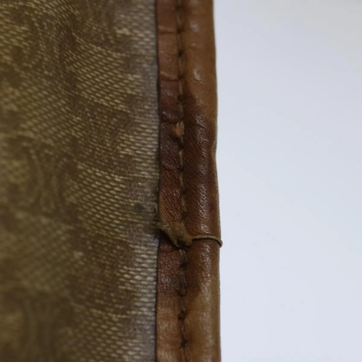 CELINE Macadam Canvas Clutch Bag Beige Auth bs13249