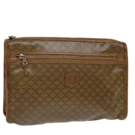 CELINE Macadam Canvas Clutch Bag Beige Auth bs13249