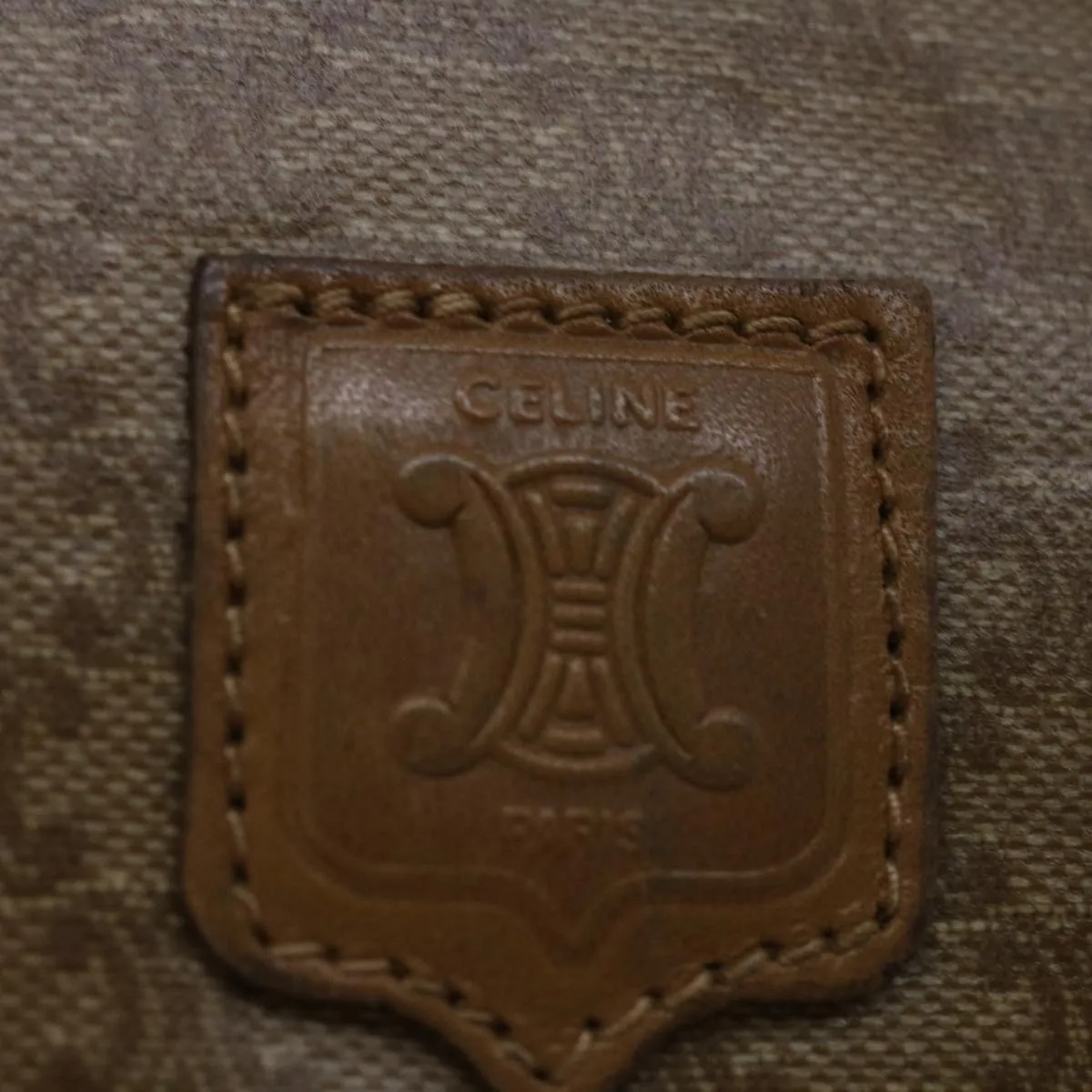 CELINE Macadam Canvas Clutch Bag Beige Auth bs13249