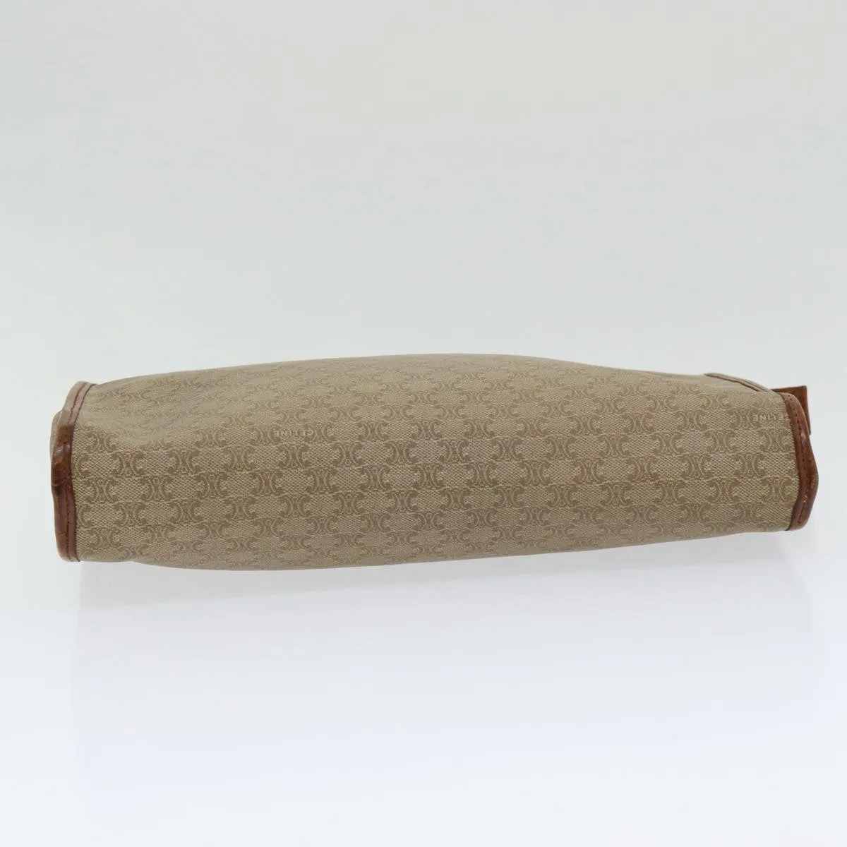 CELINE Macadam Canvas Clutch Bag Beige Gold Auth ar12344