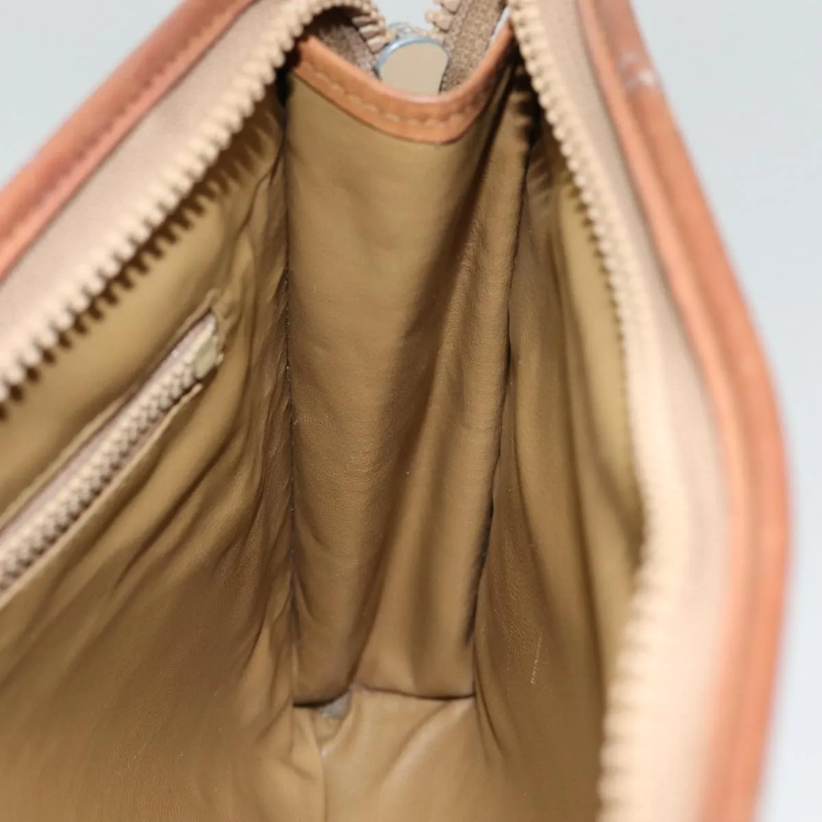 CELINE Macadam Canvas Clutch Bag Beige Gold Auth ar12344