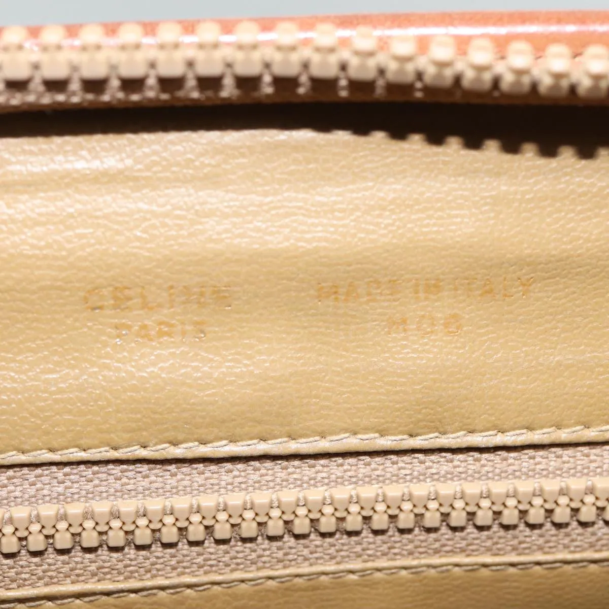CELINE Macadam Canvas Clutch Bag Beige Gold Auth ar12344