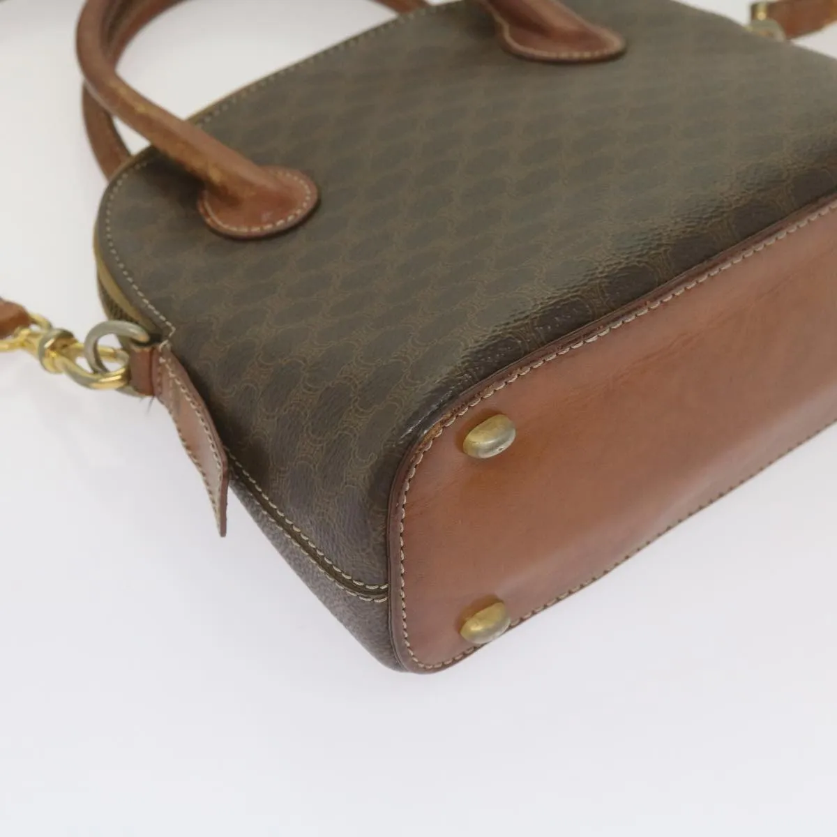 CELINE Macadam Canvas Hand Bag PVC 2way Brown Auth yk11221