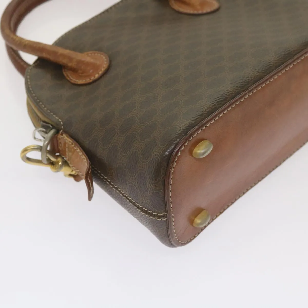 CELINE Macadam Canvas Hand Bag PVC 2way Brown Auth yk11221