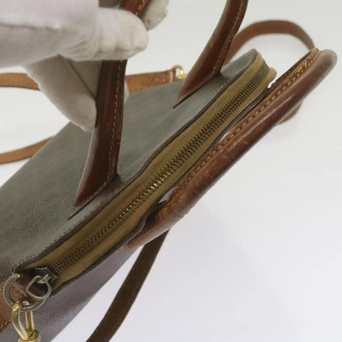 CELINE Macadam Canvas Hand Bag PVC 2way Brown Auth yk11221