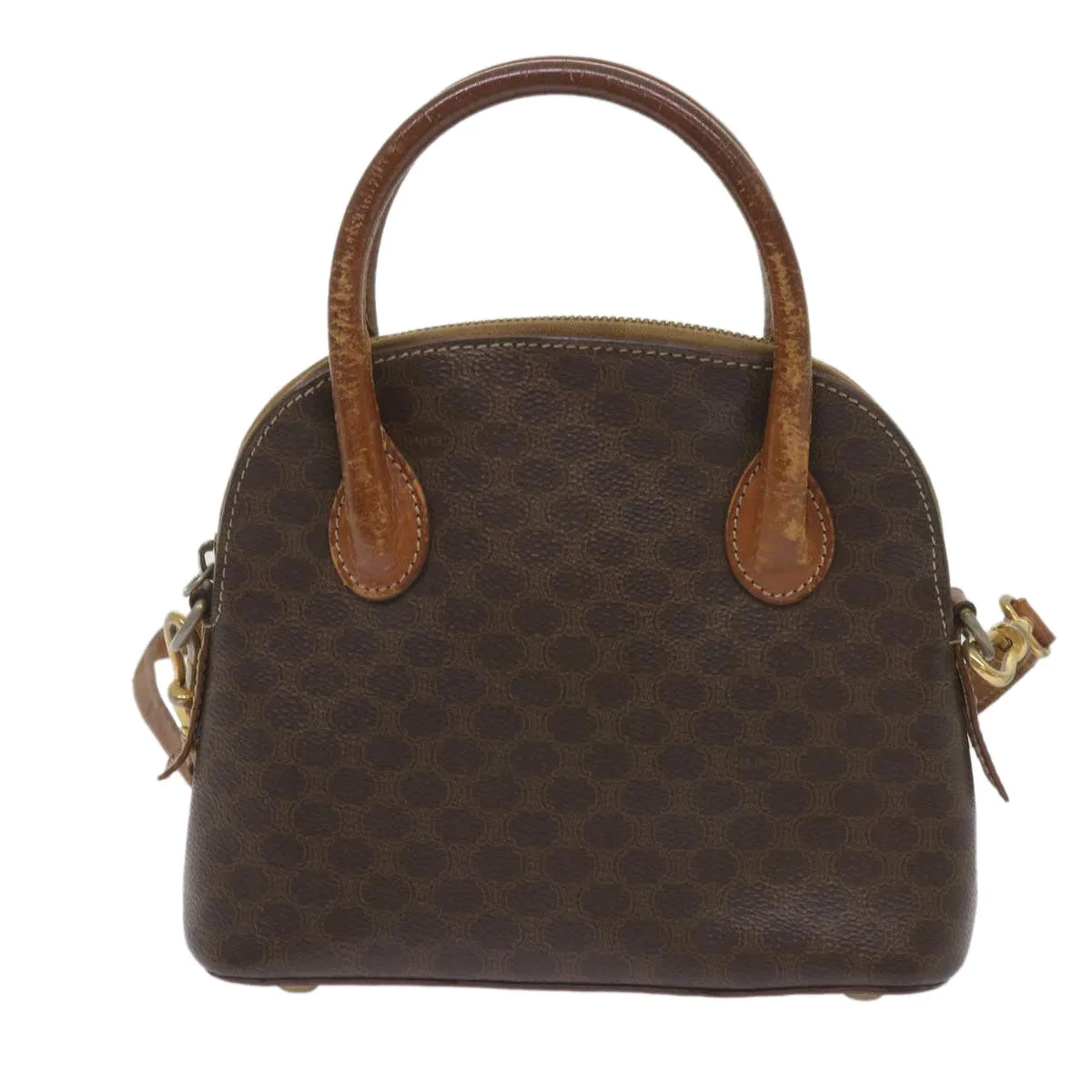 CELINE Macadam Canvas Hand Bag PVC 2way Brown Auth yk11221