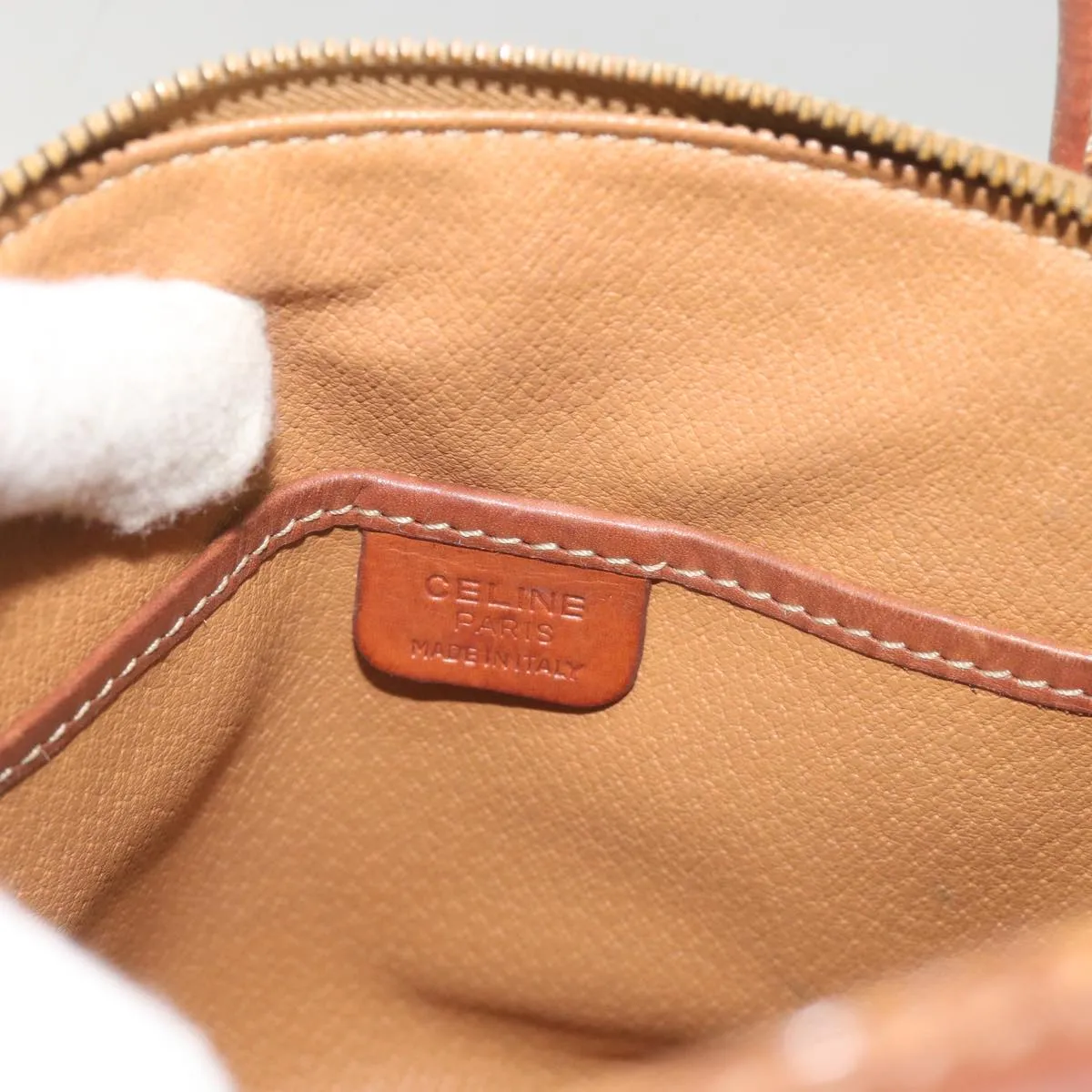 CELINE Macadam Canvas Hand Bag PVC 2way Brown Auth yk11221