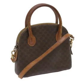 CELINE Macadam Canvas Hand Bag PVC 2way Brown Auth yk11221