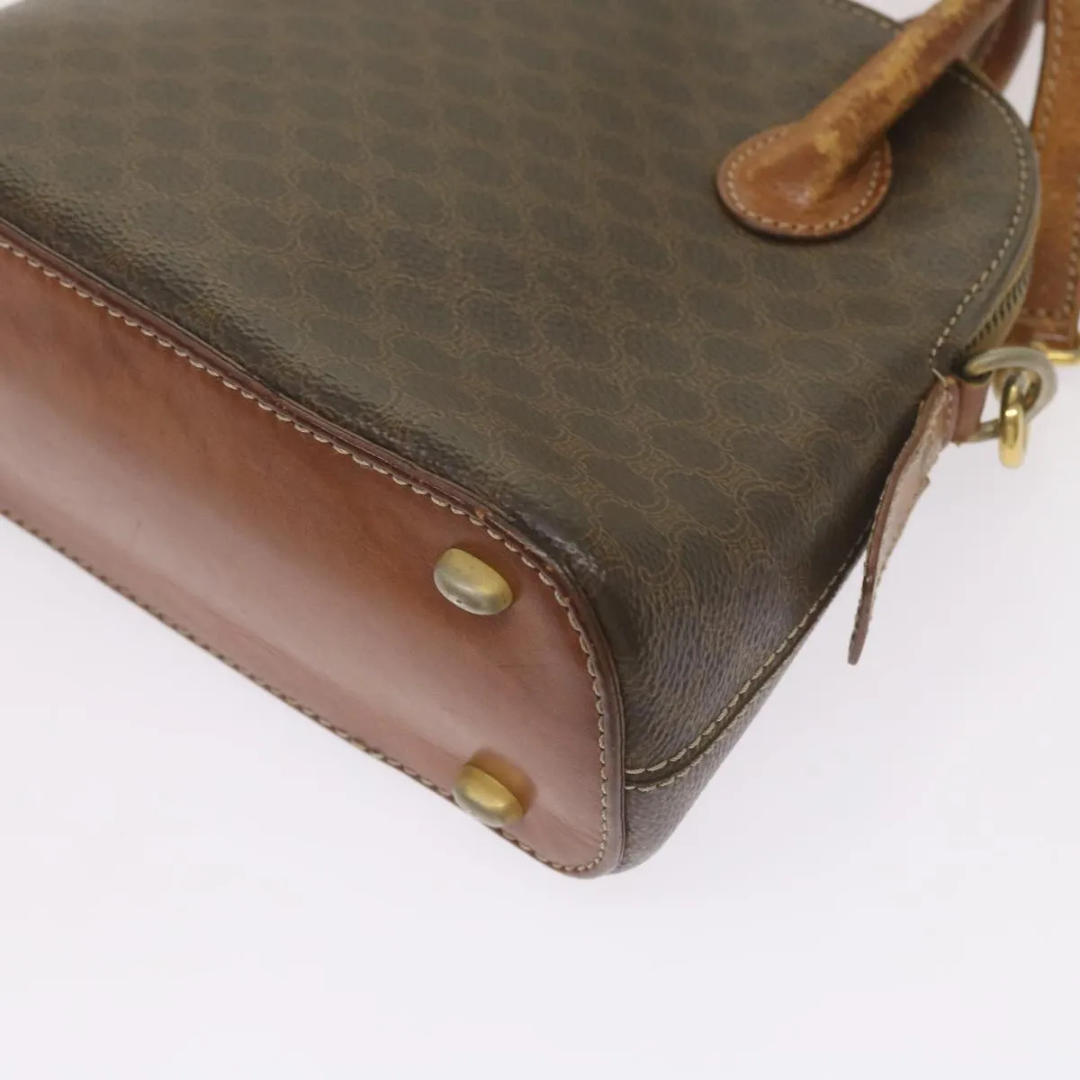CELINE Macadam Canvas Hand Bag PVC 2way Brown Auth yk11221