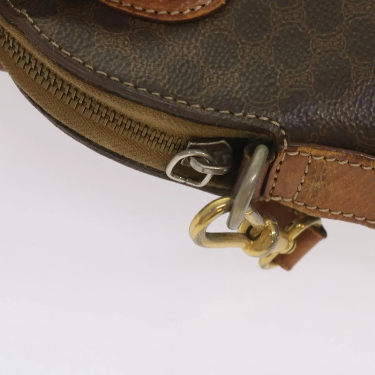 CELINE Macadam Canvas Hand Bag PVC 2way Brown Auth yk11221