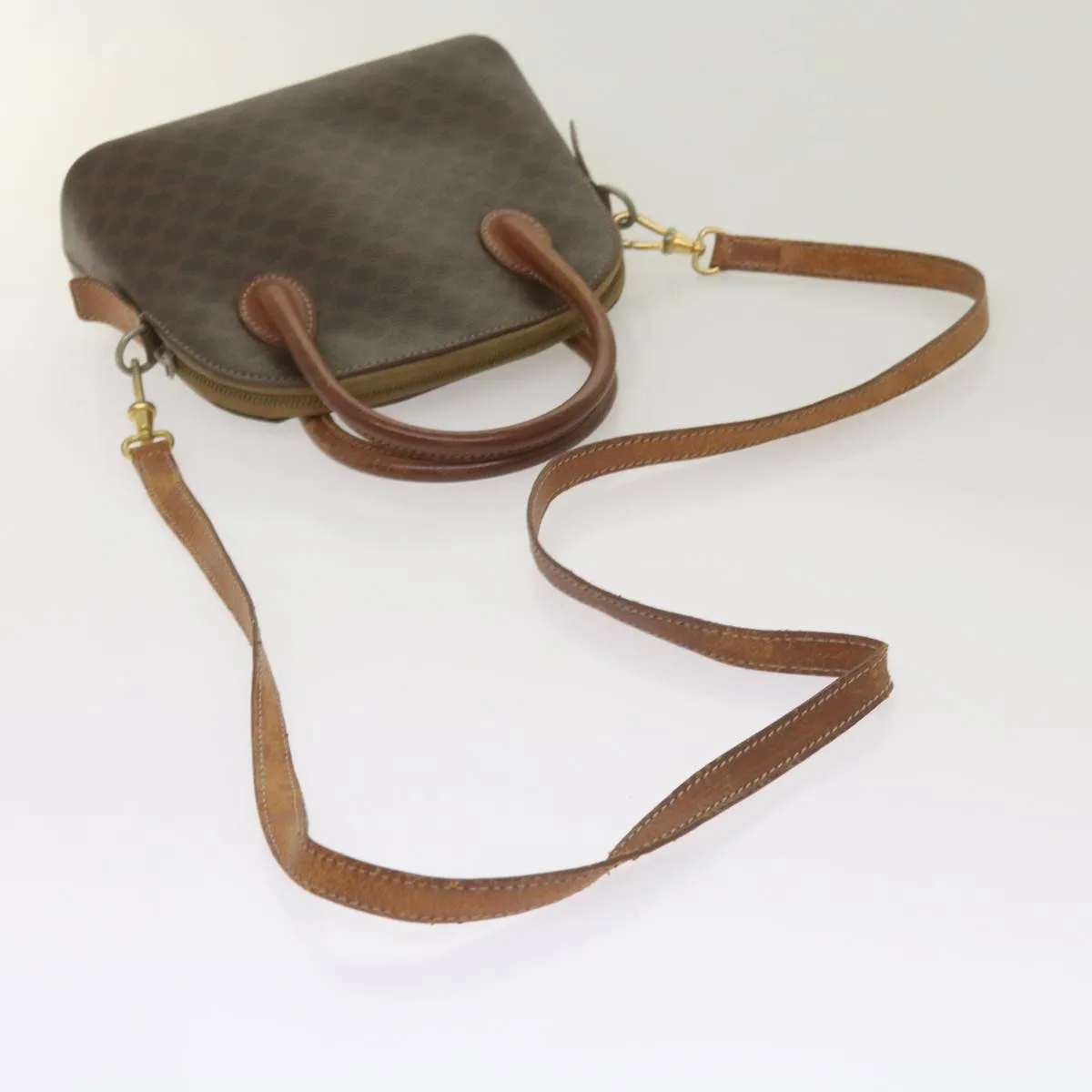 CELINE Macadam Canvas Hand Bag PVC 2way Brown Auth yk11221
