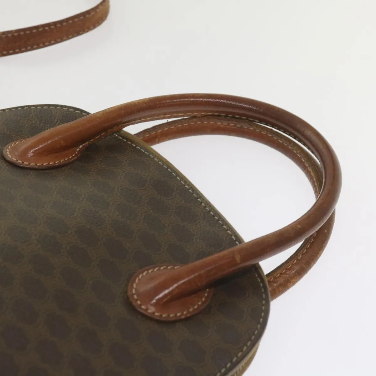 CELINE Macadam Canvas Hand Bag PVC 2way Brown Auth yk11221