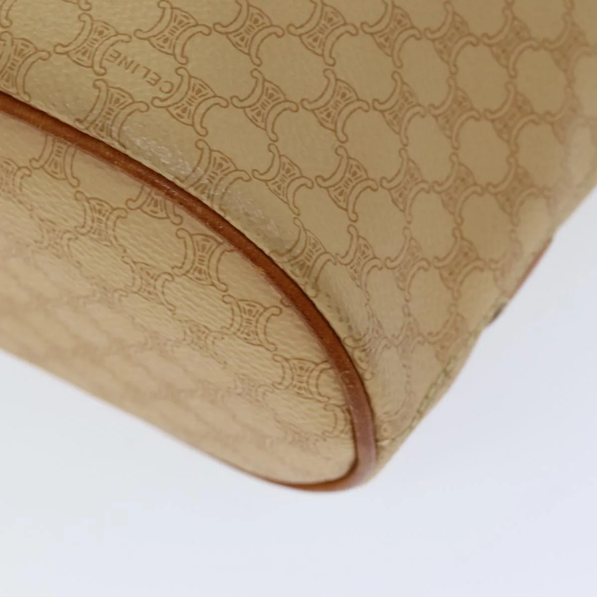 CELINE Macadam Canvas Hand Bag PVC Beige Auth 76406